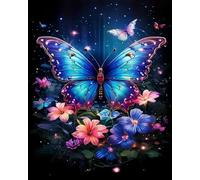 Adult Cross Stitch Kit, Flower and Butterfly, 11CT Pre-Stamped Embroidery Starter Kit for Beginners and Advanced DIYers, Vibrant Thread Colors - 40x50cm