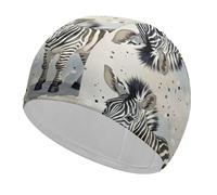 Adult Cute Zebra Watercolor Swim Cap Unisex High Elasticity Swimming Cap Non-Slip Recreational Training Cap Suitable for Long Short Thick Curly Hair African Dreadlocks