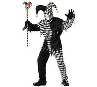 Adult dark jester fancy dress costume - Black - Small