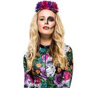 Smiffys Day of the Dead Rose Headband, Multi-Coloured, Halloween Fancy Dress Accessory, Halloween Dress Up Accessories