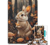 Adult Decorative Jigsaw Puzzle, Autumnal Rabbit with Mushrooms, 300 PCS