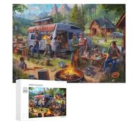 Adult Decorative Jigsaw Puzzle, Campsite Community Gathering, 300 PCS