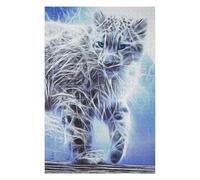 Adult Decorative Jigsaw Puzzle, Snow Leopard Cat Fractal, 1000 PCS
