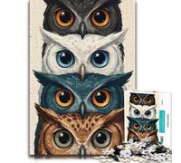 Adult Decorative Jigsaw Puzzle, Stack of Four Owls, 300 PCS