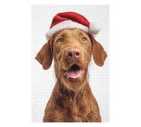 Adult Decorative Jigsaw Puzzle, Wirehaired Vizsla Dog with Santa Hat, 1000 PCS