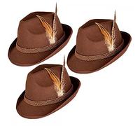 Adult Deluxe Bavarian Hat Multi-Pack Options - Brown Oktoberfest Fancy Dress Party Accessories (3 Pack)