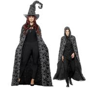 Adult Deluxe Cape Witch Wizard Halloween Fancy Dress Outfit Accessories Mens