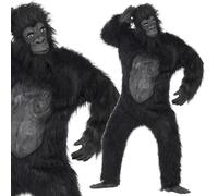 Adult Deluxe Gorilla Costume Ape King Kong Mens Halloween Fancy Dress Outfit