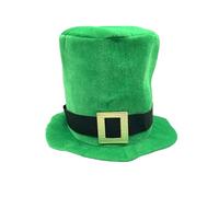 Adult Deluxe Green Leprechaun Top Hat Beard Hat St Patrick's Day Accessories Velvet Hat One Size Irish Fancy Dress Costume Accessory for Men and Women
