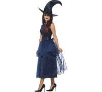 Adult Deluxe Midnight Witch Ladies Halloween Fancy Dress Costume