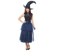 Adult Deluxe Midnight Witch Ladies Halloween Fancy Dress Costume