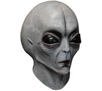 Adult Deluxe Overhead Moulded Latex Space Fancy Dress Area 51 Grey Alien Mask