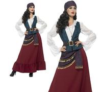 Adult Deluxe Pirate Costume Buccaneer Ladies Elizabeth Fancy Dress Outfit UK 8-1