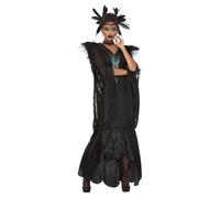 Womens Deluxe Raven Queen Fancy Dress Costume (Size 12-14)