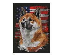 Adult Detailed Jigsaw Puzzle, Akita American Flag, 500 PCS