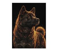 Adult Detailed Jigsaw Puzzle, Glowing Akita Dog Portrait, 500 PCS