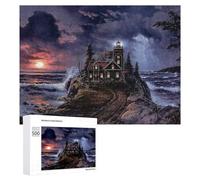 Adult Detailed Jigsaw Puzzle, Lighthouse by The Stormy Sea, 500 PCS