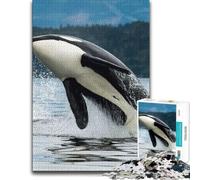 Adult Detailed Jigsaw Puzzle, Orca Whale Jump Out Water, 1000 PCS | Border-first building - a simple way to organise the image at your own pace.