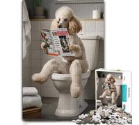 Adult Detailed Jigsaw Puzzle, Poodle on The Toilet, 300 PCS
