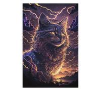 Adult Detailed Jigsaw Puzzle, Thunderstorm Cat Majesty, 1000 PCS | Thoughtful year-end gift: hands-on indoor leisure at your own pace.