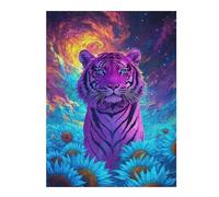 Adult Detailed Jigsaw Puzzle, Tiger Sunflower Field, 500 PCS