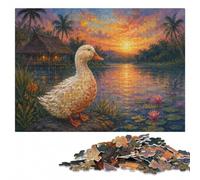 Adult Detailed Wooden Jigsaw Puzzle, Duck at Sunset Painting, 500 Pieces | Border-first building: a clear section-by-section approach alone or together.