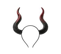 Adult Devil Horn Headband Halloween Demon Witch Horn for Women Men Headwear Black Red Devil Ox Horns Witch Queen Cosplay Carnival Masquerade Headdress Hair Accessorie Party Photo Props (Black+Red)