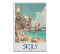 Adult Difficult Challenge Scenery, Sicily Italy,Adults 1000 Piece Jigsaw Puzzle- Christmas,75x50,wooden puzzle ,AA-1464