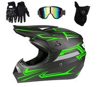 Adult Dirt Bike Helmets Motocross ATV Dirtbike BMX MX Offroad Full Face Motorcycle Helmet, with Goggles Gloves Mask DOT Approved(G03,S(52-53cm))