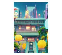 Adult Distinctive Jigsaw Puzzle, Neon Cityscape with Lights, 1000 PCS