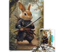 Adult Distinctive Jigsaw Puzzle, Rabbit Samurai Warrior in Forest, 1000 PCS | Border-first building - a clear build method at your own pace.