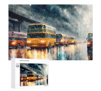 Adult Distinctive Jigsaw Puzzle, Rainy Night Bus Parade, 1000 PCS