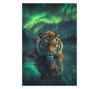 Adult Distinctive Jigsaw Puzzle, Tiger Under Aurora Borealis, 1000 PCS