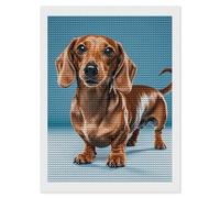 Adult DIY Diamond Painting Kit, Dachshund Weiner Pet Dog Full Drill 5D Round Crystal Diamond Art, Complete Cross Stitch Replacement with Tools, Home Wall Decor for Adults 12"x16"