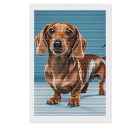 Adult DIY Diamond Painting Kit, Dachshund Weiner Pet Dog Full Drill 5D Round Crystal Diamond Art, Complete Cross Stitch Replacement with Tools, Home Wall Decor for Adults 8"x12"