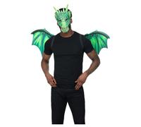 Adult Dragon Kit Mask & Wings Fancy Dress Kit Unisex