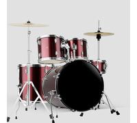 Adult Drum, 5 Piece 22 inch Full Size Drum Kit Professional Percussion instrument Complete Drum Kit for Beginner(Red)