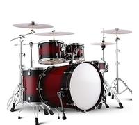 Adult Drum Set, 5 Piece Full Size Drum Kit Complete Professional Percussion Kit Built-In Mute with Cymbal Stands, Stool, Drum Pedal, Sticks(Red,5 Drums 3 Cymbals)