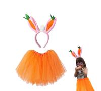 Adult Easter Bunny Costume Set, Rabbit Ears Hair Hoop, Carrot Head Buckle Dress Girls Orange Tutu Skirt for Carnival Theme Party Birthday Halloween School Events Easter Animal Costume Cosplay
