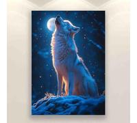 Adult Educational and Fun Puzzles 1000 Pieces Lone Wolf in The Moonlight Western Wilderness Night Sky Colorful Cultural Challenge Art Puzzle Holiday Christmas New Year Decoration