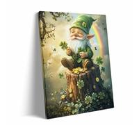 Adult Educational and Fun Puzzles 1000 Pieces St. Patrick's Day Lucky Leprechaun on Tree Stump with Shamrock Rainbow St Patrick's Day