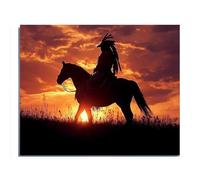 Adult Educational and Fun Puzzles 500 Pieces Indian Chief and a Horse at Sunset Modern Home Decoration Fun Birthday Gift