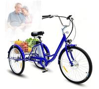 Adult Electric Tricycle, Motorized 3-Wheel Bike 24-Inch, 150kg Max Load, Large Basket, LCD Display for Elderly Shopping & Daily Travel