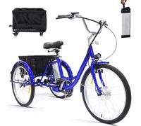 Adult Electric Tricycle, Three-Wheeled Bicycle for Seniors, 36V 12Ah Removable Battery, 35km Range, 150kg Load, Double Brakes with Trolley Case for Shopping and Leisure