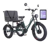 Adult Electric Tricycle with Passenger Seat, Heavy-Duty Carbon Steel Frame, LCD Display & Headlight, Ideal for City and Mountain Terrains