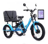 Adult Electric Tricycle with Passenger Seat, Heavy-Duty Carbon Steel Frame, LCD Display & Headlight, Ideal for City and Mountain Terrains