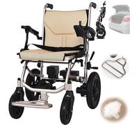 Adult Electric Wheelchair (Can Board The Plane) - Dual Batteries + Dual Controls, 14 Kg Lightweight Foldable Disabled Wheelchair, Endurance Range: 20 Km, Load: 100 Kg