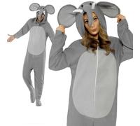 Adult Elephant Costume Grey Animal Fancy Dress Outfit Ladies Mens Wild Animal