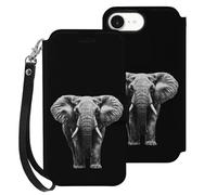 Adult Elephant Printed Wallet Phone Case Slim Cute Cellphone Protective Cover Hanging Rope Unisex Compatible with iPhone 16/16 Plus/16 Pro/16 Pro Max/16 E