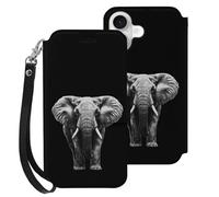 Adult Elephant Printed Wallet Phone Case Slim Cute Cellphone Protective Cover Hanging Rope Unisex Compatible with iPhone 16/16 Plus/16 Pro/16 Pro Max/16 E